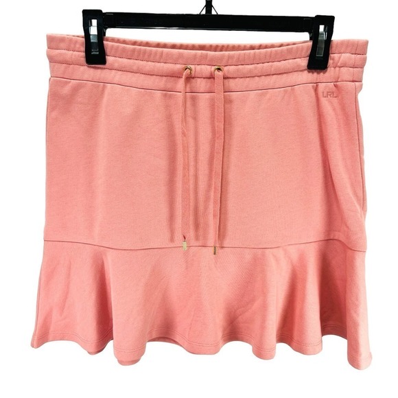 Lauren Ralph Lauren LRL NWT A-Line Drawstring Ruffle Hem Skirt Rose Tan Small - Picture 4 of 11